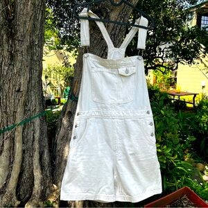 Levi’s white denim overalls, worn once.